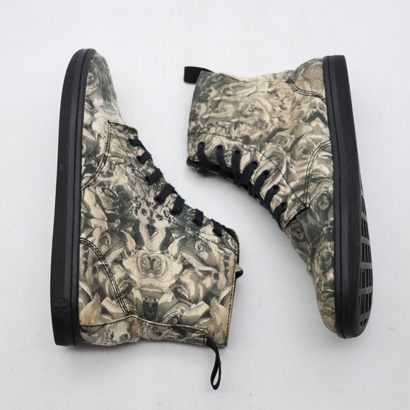 Dr Martens Hackney Boots Women's 11 Gray Skull & Roses Canvas Goth Retro Punk - Picture 8 of 10